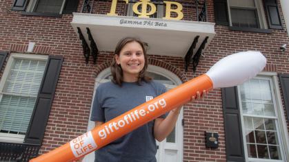Gift of Life ambassador and Gamma Phi Beta sorority member Sarah Allen (SAS ’23) is planning Rutgers' first-ever mega drive to register student donors through Greek Life this fall. Nick Romanenko/Rutgers University
