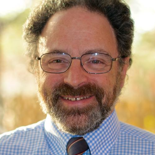 Troy is wearing a blue and white collarded shirt with a checkered pattern with a grey and red tie. He is has curly hai and fair skin and he is smiling and standing in front of a yellow nature background